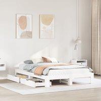 Berkfield Home Bed Frame without Mattress White 150x200 cm King Size Solid Wood Pine