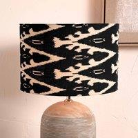 Ruma Black Ikat Patterned Cylinder Lampshade for Table Lamps | Size: 16 inches