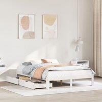 Bed Frame with Drawers without Mattress White 150x200 cm King Size
