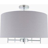 Ruma Large Linen Ceiling Pendant Light With Drum Lampshade in Grey