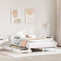Bed Frame with Drawers without Mattress White 120x190 cm Small Double