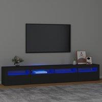 TV Cabinet with LED Lights Black 240x35x40 cm
