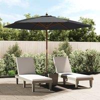 Berkfield Home Garden Parasol with Wooden Pole Black 299x240 cm