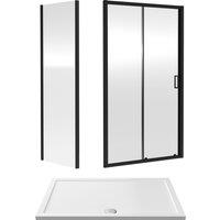Balterley Ruwa Sliding Shower Suite: 6mm Glass Tray Door Panel 1400x900mm Black
