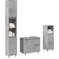 Berkfield Home 3 Piece Bathroom Furniture Set Concrete Grey Engineered Wood
