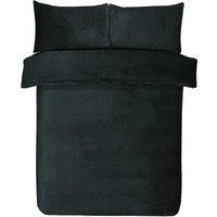 Gr8 Home Sleepdown Waffle Teddy Fleece Duvet Pillowcase Set in Black | Size: Super King