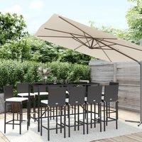 Berkfield Home 11 Piece Garden Bar Set with Cushions Black Poly Rattan