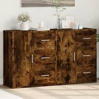 Berkfield Home Sideboards 2 pcs Smoked Oak 60x31x70 cm Engineered Wood in Brown | Size: 60 x 31 x 70 cm
