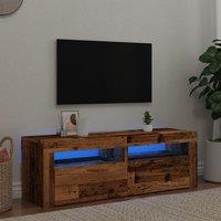 TV Cabinet with LED Lights Old Wood 120x35x40 cm Engineered Wood