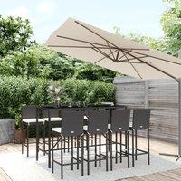 Berkfield Home 9 Piece Garden Bar Set with Cushions Black Poly Rattan