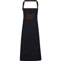 Premier Division Waxed Look Faux Leather Denim Bib Apron in Indigo