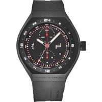 Monobloc Actuator GMT Chronograph Black Dial Black Rubber Strap Automatic Watch