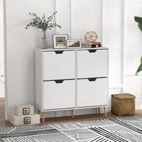 HOMCOM Shoe Storage Cabinet with 4 Flip Drawers for 16 Pairs of Shoes in White
