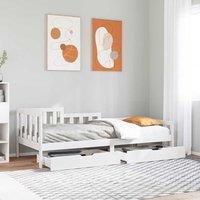 Daybed with Drawers without Mattress White 90x190 cm Single Solid Wood