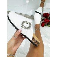 Love Lemonade Women's Crystal Buckle Clogs in White | Size: 8