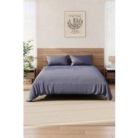 H&O Direct 4Pcs Simple Solid Color Brushed Flat Sheet Set for King-Bed in Grey | Size: King