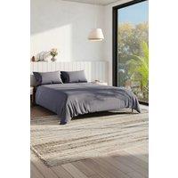 Living and Home King Duvet Cover and Flat Sheet Set with 2 Pillowcases Solid Color Soft Brushed Fibe Four-Piece Set in Grey