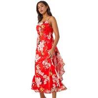 Floral Cowl Neck Chiffon Dress