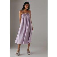 Warehouse Women's Crushed Satin Strappy Midi Dress in Lilac | Size: 10