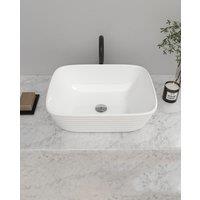 Living and Home Square Countertop Bathroom Vessel Sink Bowl in White