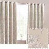 Wylder Nature Sophia Floral Jacquard Room Darkening Eyelet Curtains in Natural | Size: 168 cm width x 137 cm drop