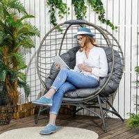 OUTSUNNY Freestanding Egg Chair Foldable Rattan Basket Chair for Outdoor or Indoor Grey