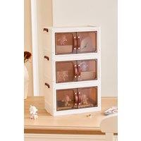 H&O Direct Double-door Desk Organizer Storage Box in Brown