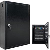 Lumberjack Key Cabinet Secure Storage for 100 Keys with Lock & Adjustable Hooks in Black