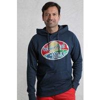 Weird Fish Men's Bryant Front Print Graphic Popover Hoodie in Navy | Size: XL