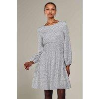 Jolie Moi Women's Long Sleeve Ruched Waist Midi Dress in White | Size: 16