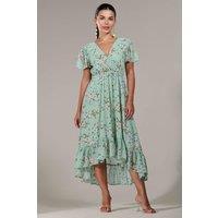 Jolie Moi Women's Petite High-Low Midaxi Dress in Light Green | Size: 10