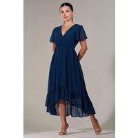 Jolie Moi Women's Petite High-Low Midaxi Dress in Navy | Size: 8