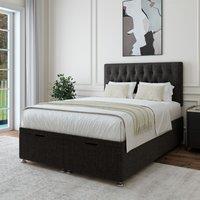 Bedmaster Linen Ottoman Divan Base & Button Headboard in Charcoal | Size: Super King