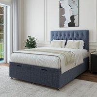 Bedmaster Linen Ottoman Divan Base & Button Headboard in Midnight | Size: Double
