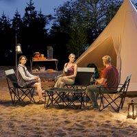 OUTSUNNY Foldable Picnic Table with 3 Chairs, Outdoor Table & Chairs Set in Grey