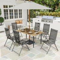 OUTSUNNY 150 x 90cm Garden Dining Table with Parasol Hole, Table Only, Brown | Size: 150 x 90 cm