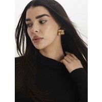 Madein Women's Mia Square Textured Rib Earrings in Metallic Gold