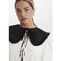 Madein Women's Clara Jacquard Tie Front Collar in Black