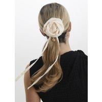 Madein Women's Mina Rose Tie Scrunchie in Black in Ivory