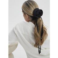 Madein Women's Mina Rose Tie Scrunchie in Black
