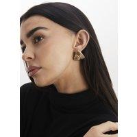Madein Women's Nina Triangular Ribbed Earrings in Metallic Gold