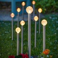 mysmartbuy Set of 10 Solar Powered Glow Ball Garden Pathway Stake Lights in Silver