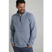 Weird Fish Men's Laramie 1/4 Zip Snow Marl Fleece in Mid Blue | Size: 4XL