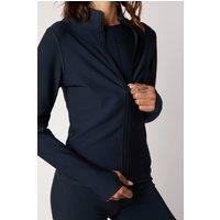 Asquith London Women's ASQ Rib Zip Thru Jacket in Navy | Size: Medium