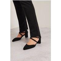 Long Tall Sally Women's Cross Strap Mary Jane Heels in Black | Size: 10