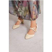 Long Tall Sally Women's Cross Strap Mary Jane Heels in Natural | Size: 8