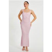 Quiz Women's Pink Petite Diamante Maxi Dress | Size: 16