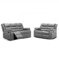 Furnishings For Less UK Venice 3 + 2 Grey Leather Manual Reclining Sofa Suite