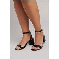 Yours Women's Faux Leather Block Heel Sandals in Black | Size: 7EEE