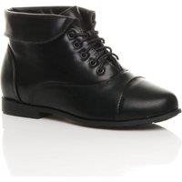 AJVANI Women's Low Heel Pixie Granny Faux Leather Ankle Boots in Black | Size: 4